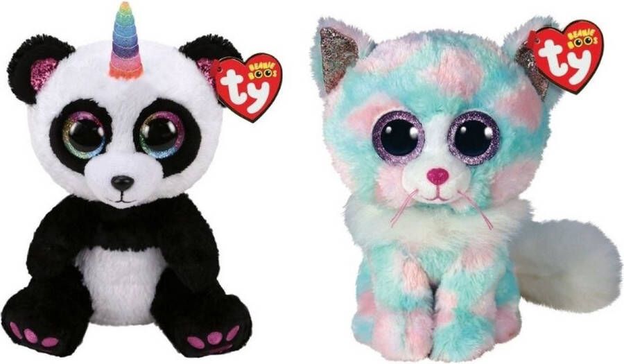 Ty Knuffel Beanie Buddy Paris Panda & Opal Cat