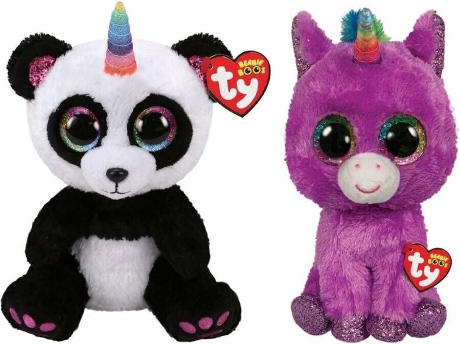 Ty Knuffel Beanie Buddy Paris Panda & Rosette Unicorn