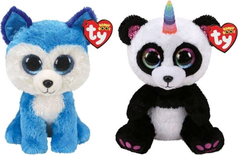 Ty Knuffel Beanie Buddy Prince Husky & Paris Panda