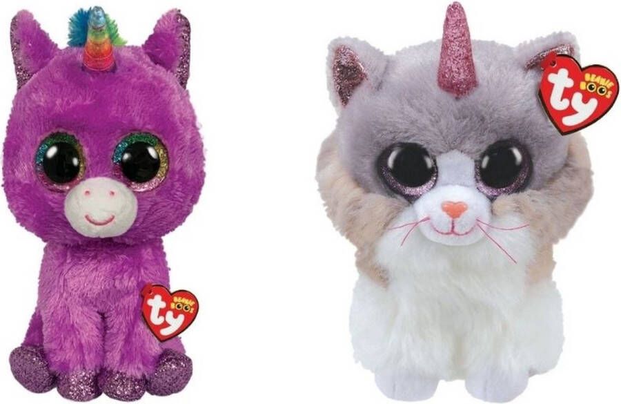 Ty Knuffel Beanie Buddy Rosette Unicorn & Asher Cat