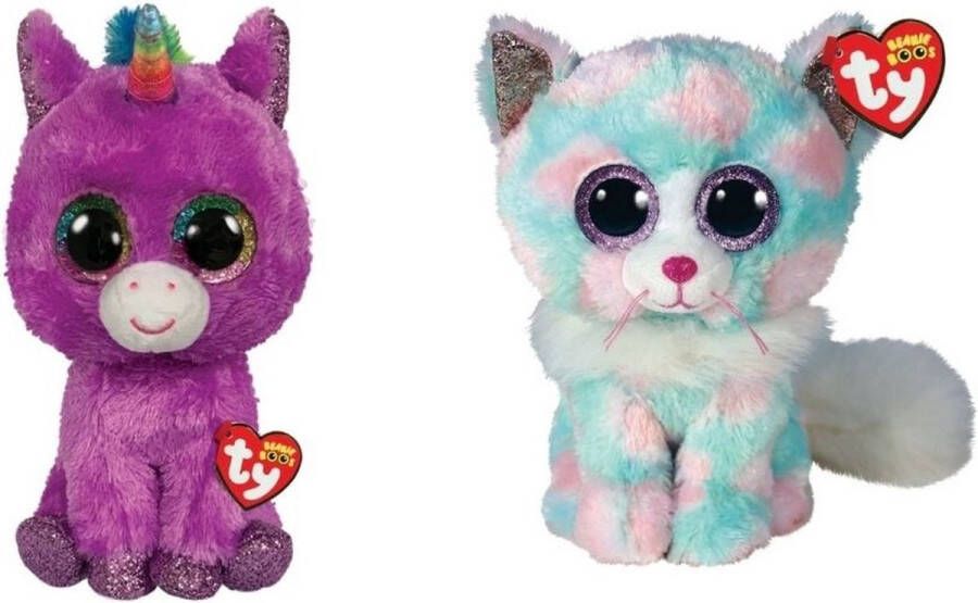 Ty Knuffel Beanie Buddy Rosette Unicorn & Opal Cat