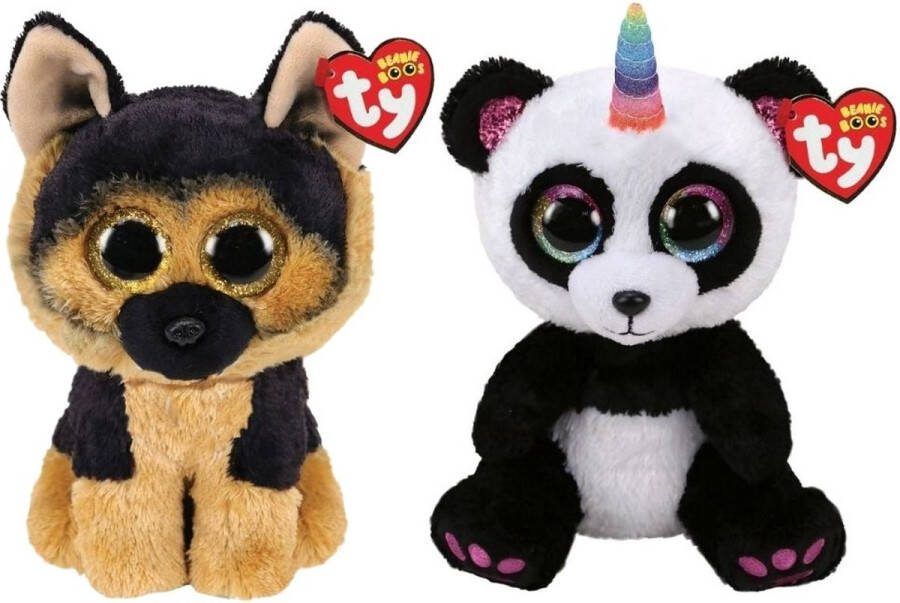 Ty Knuffel Beanie Buddy Spirit German Shepherd & Paris Panda