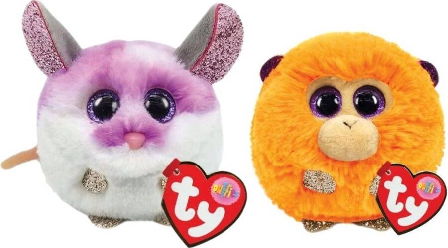 Ty Knuffel Teeny Puffies Colby Mouse & Coconut Monkey