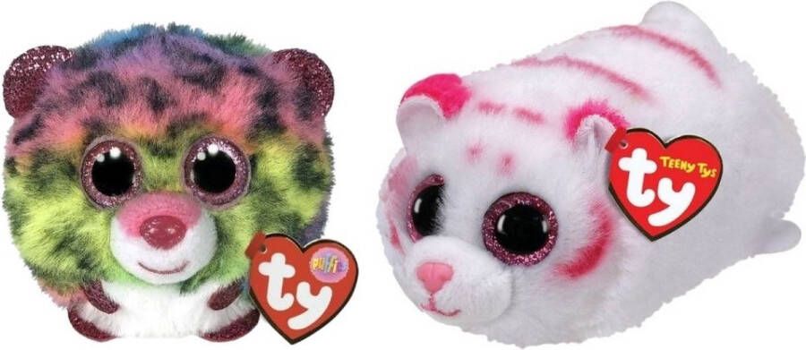 Ty Knuffel Teeny Puffies Dot Leopard & Tabor Tiger