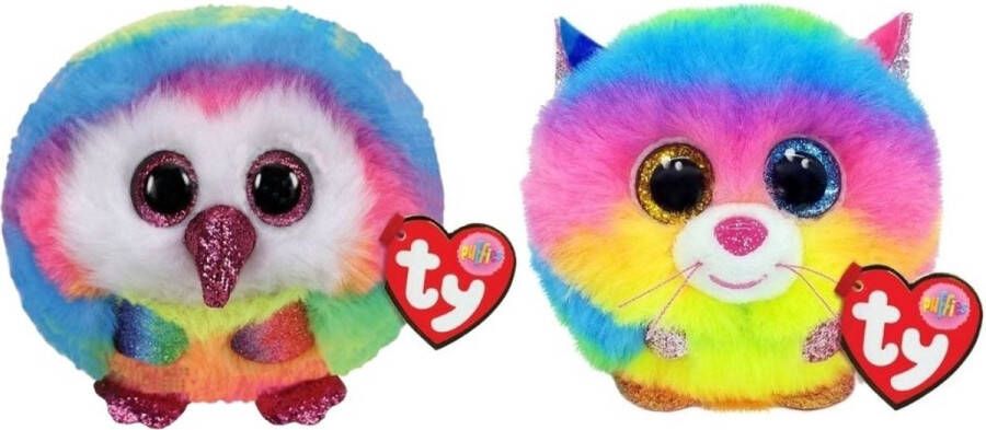 Ty Knuffel Teeny Puffies Owel Owl & Gizmo Cat