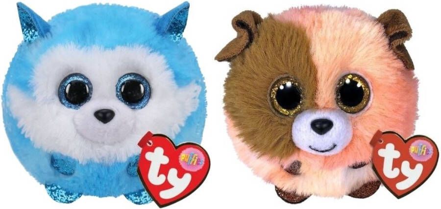 Ty Knuffel Teeny Puffies Prince Husky & Mandarin Dog