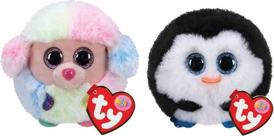 Ty Knuffel Teeny Puffies Rainbow Poodle & Waddles Penguin