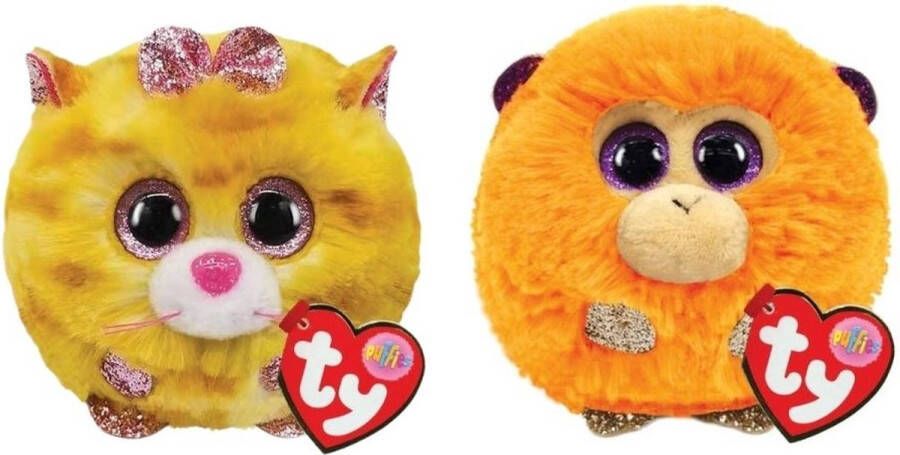 Ty Knuffel Teeny Puffies Tabitha Cat & Coconut Monkey