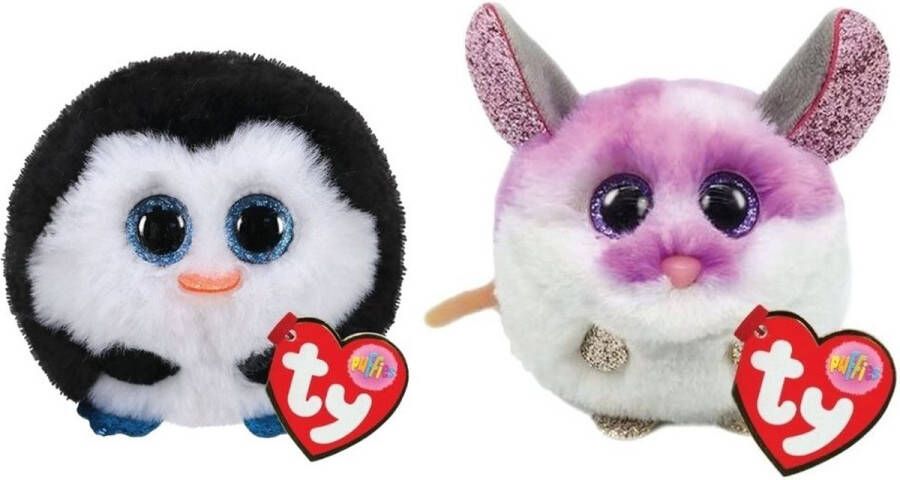 Ty Knuffel Teeny Puffies Waddles Penguin & Colby Mouse