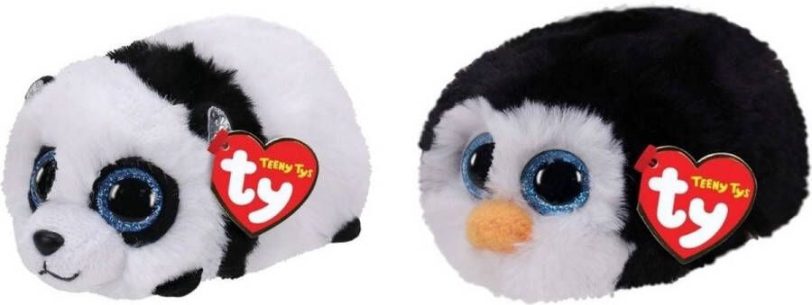 Ty Knuffel Teeny &apos;s Bamboo Panda & Waddles Penguin