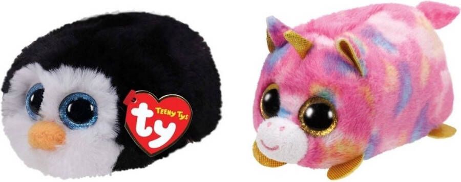 Ty Knuffel Teeny &apos;s Waddles Penguin & Star Unicorn