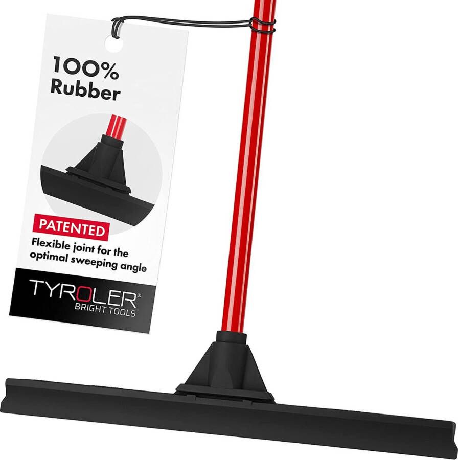Tyroler Vloertrekker 100% Silicone vloertrekker 45cm met steel 140 cm vloerwisser Rood en Zwart