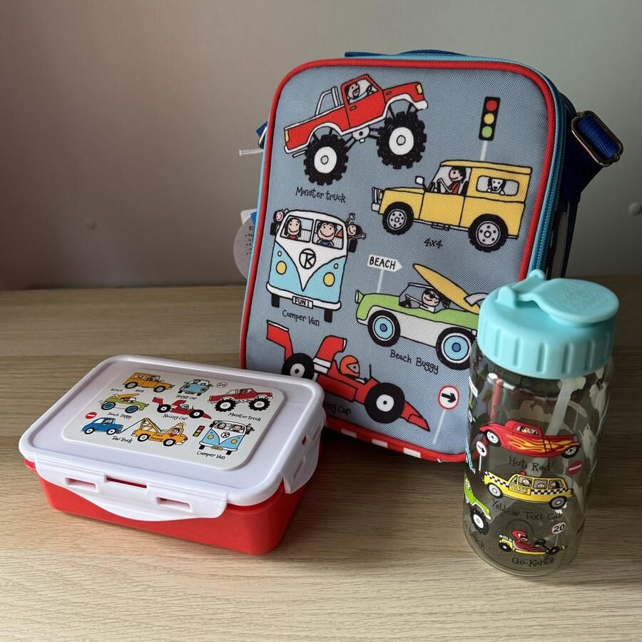 Tyrrell Katz HEEL KLEIN Auto's lunchtasje met lunchboxje en drinkfles drinkbeker