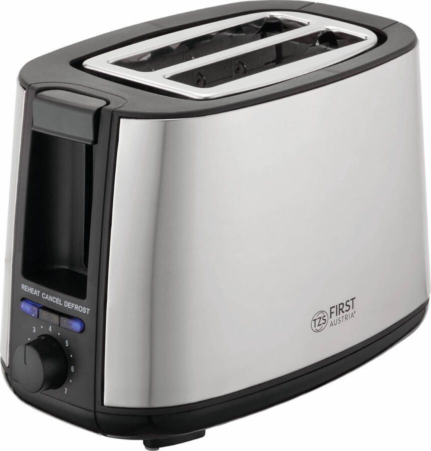 TZS FIRST AUSTRIA Broodrooster Toaster 6 Warmteniveaus 2 Brede Sleuven 750W RVS Zilver