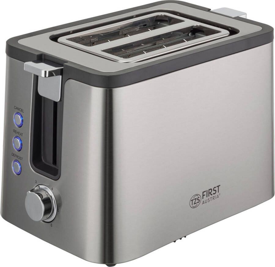 TZS FIRST AUSTRIA Broodrooster Toaster 6 Warmteniveaus 2 Sneden 800W RVS