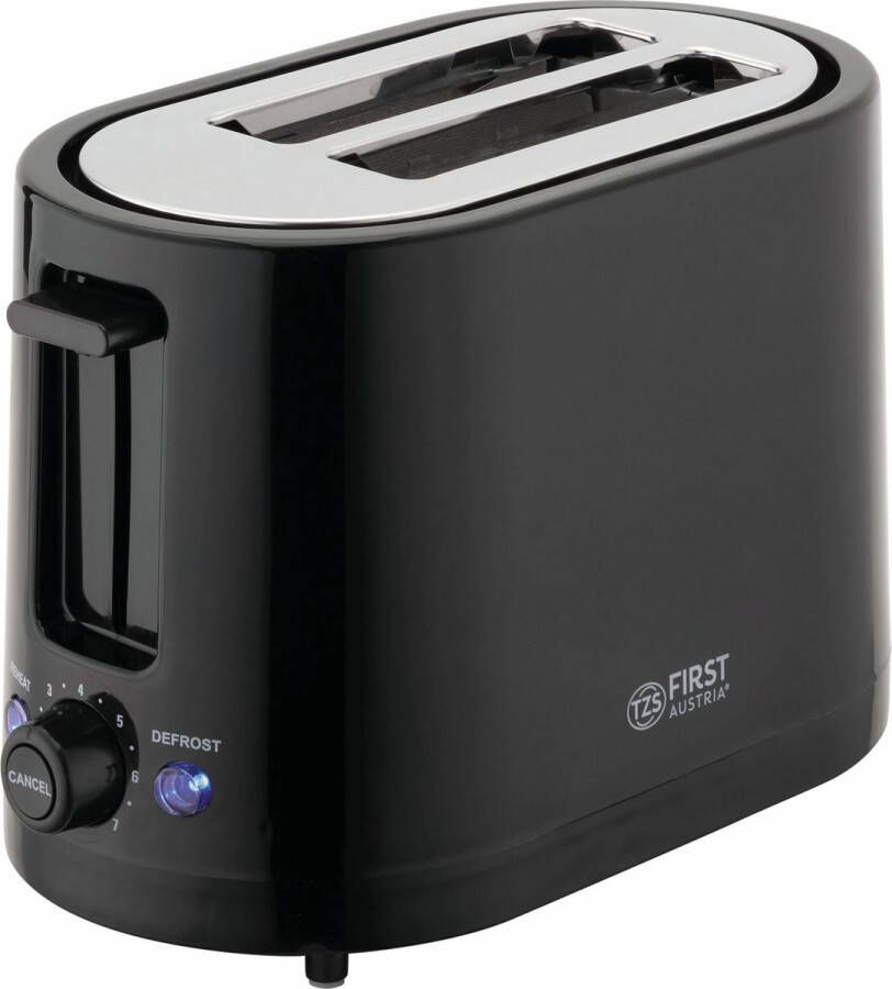 TZS FIRST AUSTRIA Broodrooster Toaster 7 Warmteniveaus 2 Extra Brede Sleuven 750W Zwart