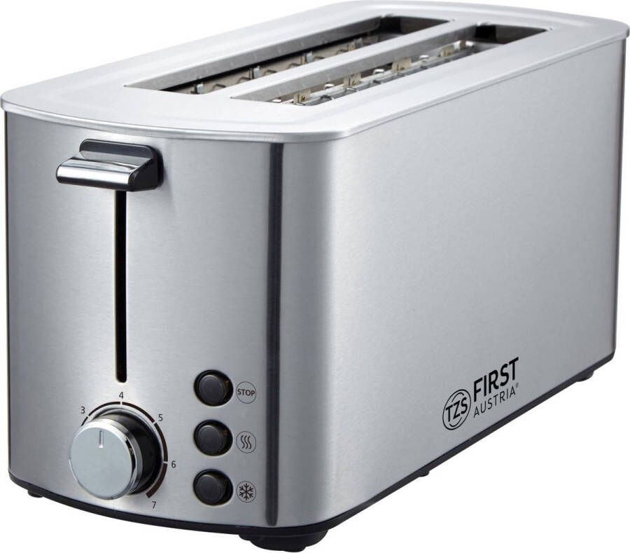 TZS FIRST AUSTRIA Broodrooster Toaster 7 Warmteniveaus Long-slot 4 Sneden 1400W RVS