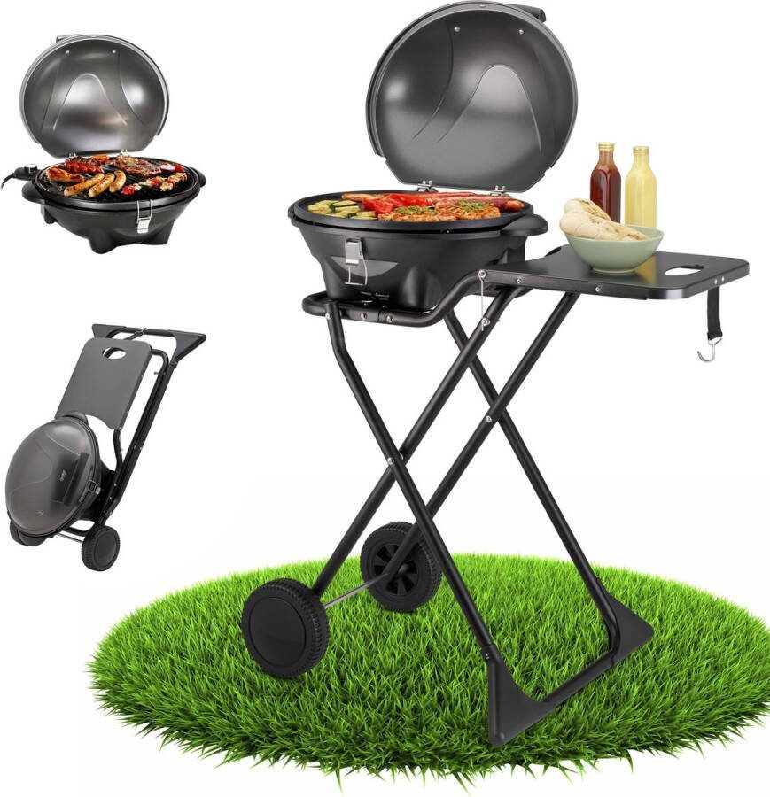 TZS FIRST AUSTRIA Elektrische BBQ XXL met Grillplaat 2400 W Grilloppervlak 44 x 33.5cm Zwart
