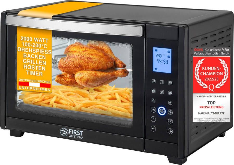 TZS FIRST AUSTRIA Mini oven 45L Digatal 2000W Vrijstaande Heteluchtoven max 230°C Timer