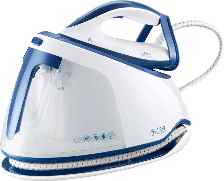 TZS FIRST AUSTRIA Stoomgenerator 1.5L Watertank Keramische Zoolplaat Stoomstrikijzer 3000W Blauw