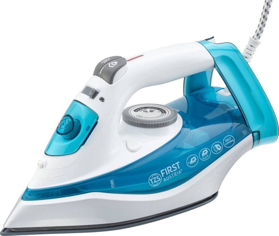 TZS FIRST AUSTRIA Stoomstrijkijzer 2720W Keramische Zoolplaat Blauw