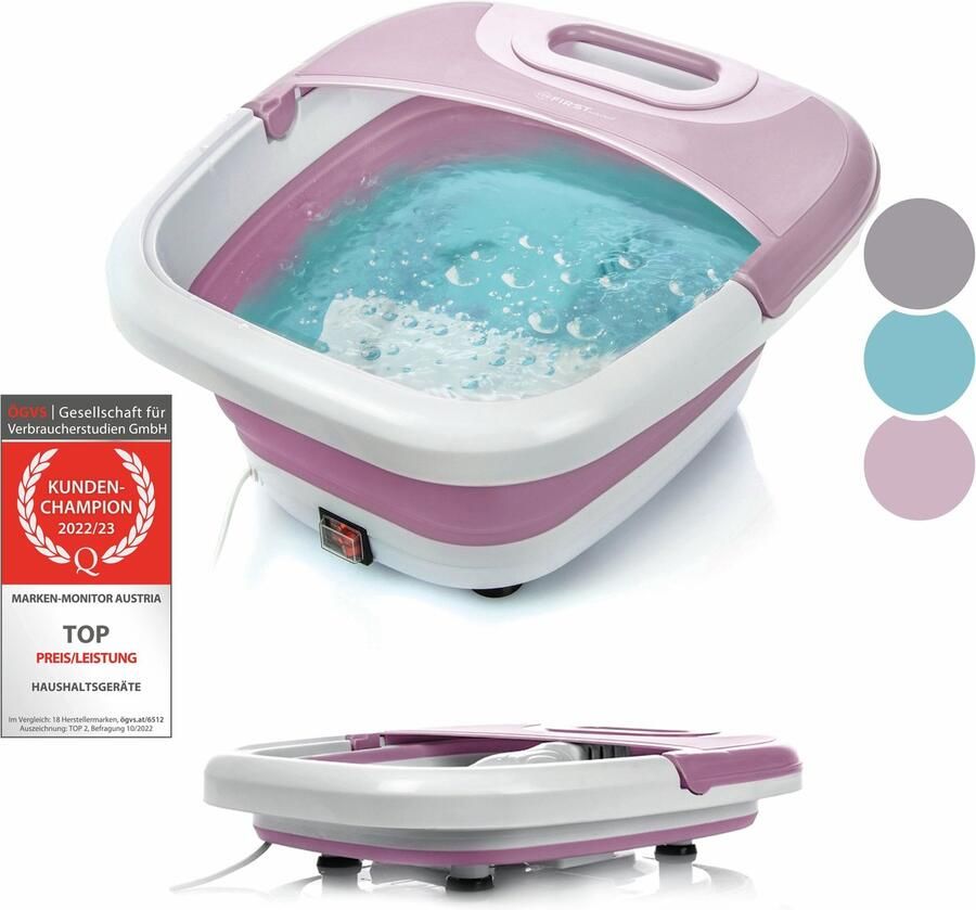 TZS FIRST AUSTRIA Voetenbad Inklapbaar 450W Met Massage Voetmassage apparaat 45 °C Roze