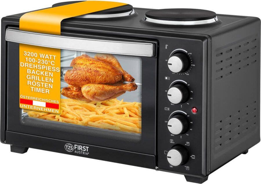 TZS FIRST AUSTRIA Vrijstaande Oven 30L Convectie mini oven met kookplaten 3200W max 230°C