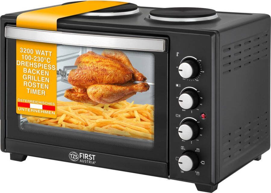 TZS FIRST AUSTRIA Vrijstaande Oven Convectie mini oven met kookplaten 3200W max 230°C