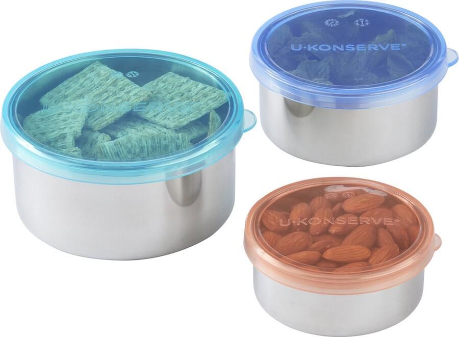 U-Konserve nesting trio ronde rvs voedselcontainers met siliconen deksel (set van 3) tropical sky