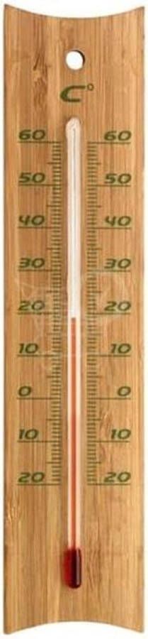 Ubbink Binnen buiten thermometer bamboe 4 5 x 20 cm Buitenthemometers Temperatuurmeters