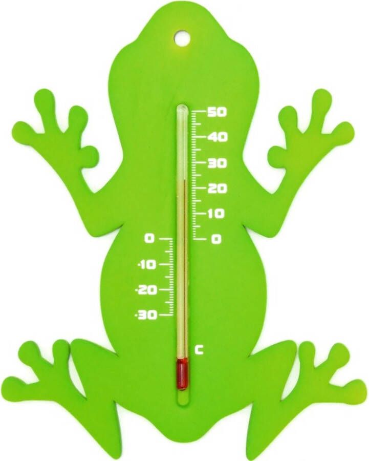 Nature Binnen buiten thermometer groene kikker 15 cm Tuindecoratie dieren Kikkers artikelen Buitenthemometers