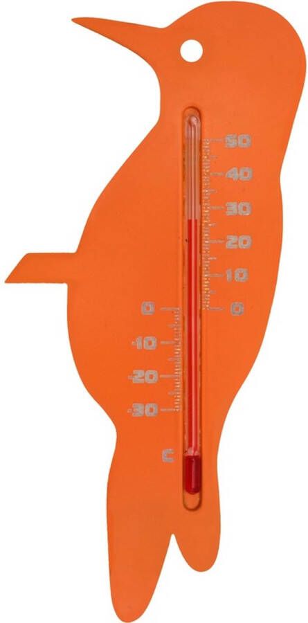 Nature Binnen buiten thermometer oranje specht vogel 15 cm Tuindecoratie dieren Vogels artikelen Buitenthemometers