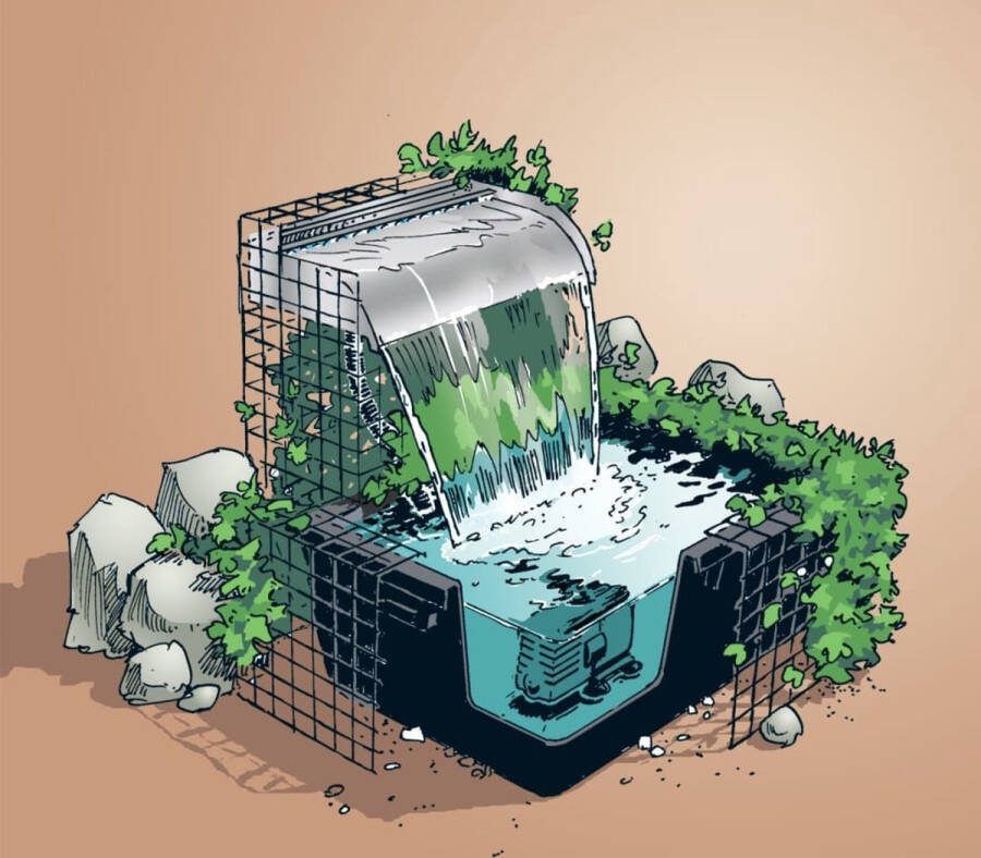 Ubbink Waterval Met Led's Nevada 60 Cm Roestvrij Staal