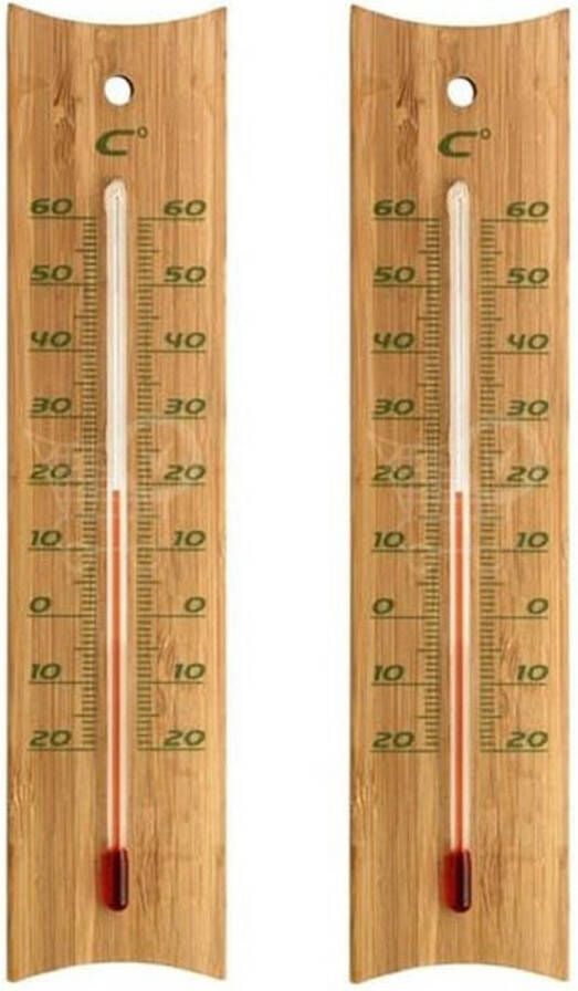 Ubbink Set van 2x bamboe thermometer voor binnen en buiten 20 cm