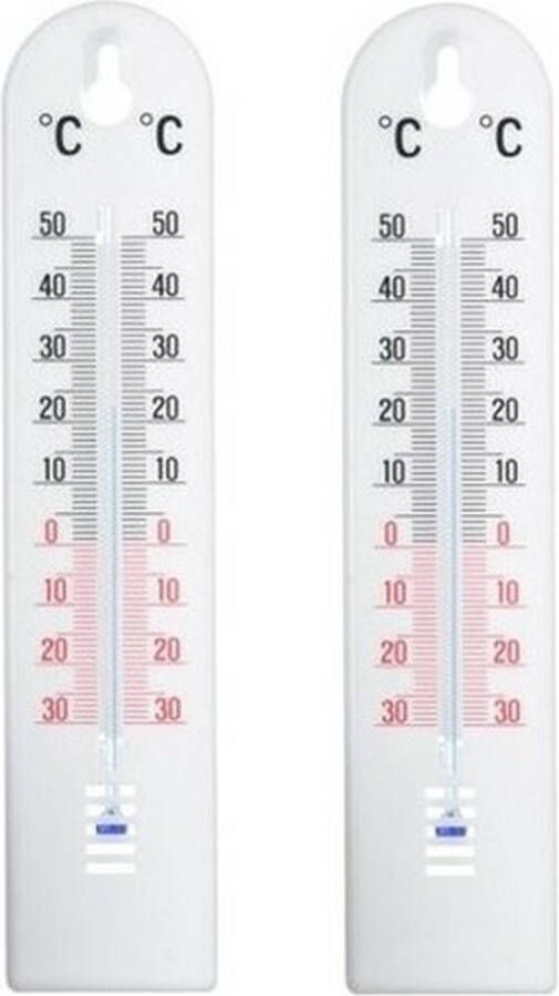 Ubbink Set van 2x witte thermometer voor binnen en buiten 20 cm kunststof