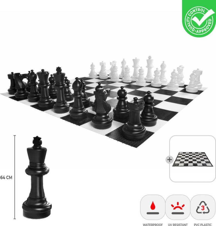 Ubergames XXXL Giga Schaakset tot 124 cm hoog Outdoor + Super Rubber mat 490x490cm