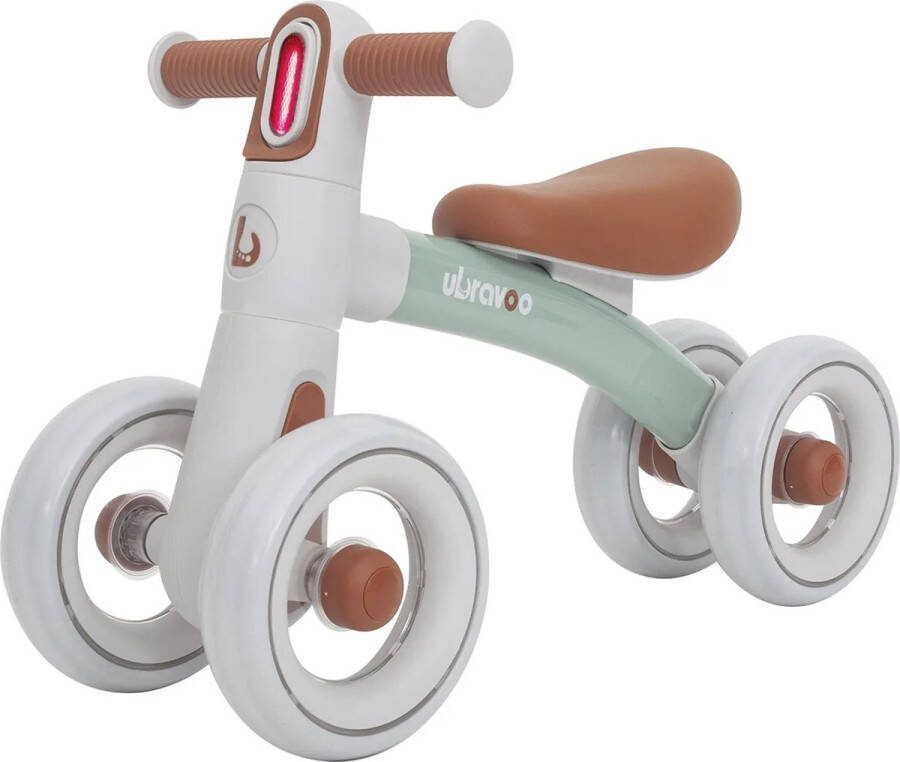 Ubravoo Baby loopfiets 12 tot 36 maanden Loopfiets 1 jaar Baby fiets Loopfiets 2 jaar Jongens Meisjes 3 in 1 Koplamp Groen grijs