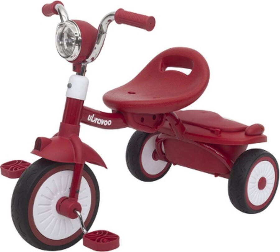 Ubravoo Driewieler 1 tot 5 jaar Peuter fiets Driewielers Driewieler meisje Peuterfiets jongens Met lamp en bakje Rood Zwart
