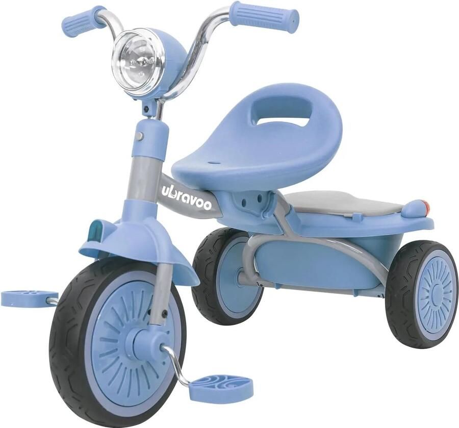 Ubravoo Kanyu Driewieler Blauw Opvouwbaar 1-5 jaar Met Pedalen Unieke PU Wielen Schokabsorberend