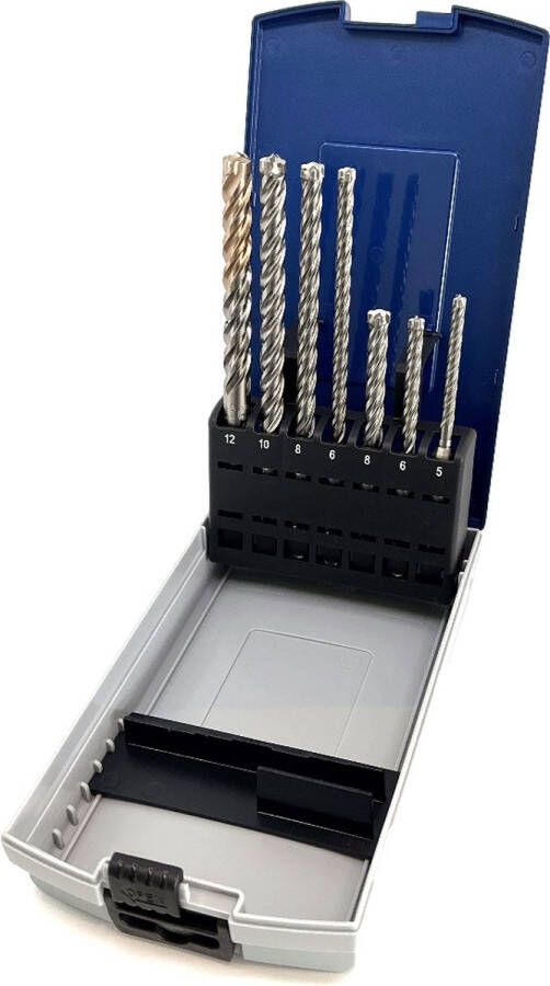 Ufast betonborenset 7 delig Ø 5 tot Ø 12 mm HSS G Quattro 4 snijder SDS Plus