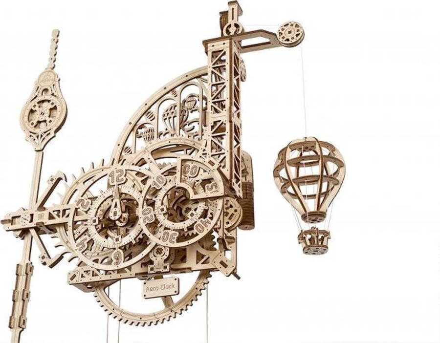 Ugears Houten 3D puzzel houten bouwpakket Aero wandklok mechanisch 320 onderdelen