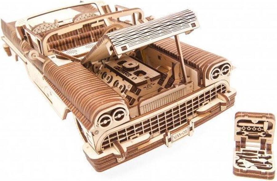 Ugears Houten 3D puzzel houten bouwpakket cabriolet VM-05 739 onderdelen