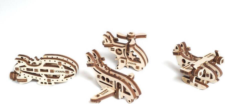 Ugears Houten Modelbouw U-Fidget Sleutelhangers 4 vliegtuigen