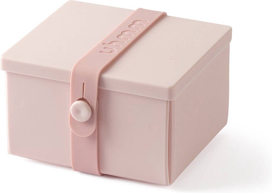 Uhmm Box 02 Delicate Pink Box & Strap Lunch to Go vierkant square plat uitvouwbaar foldable flat voedselveilig food safe – geschikt vaatwasser vriezer magnetron dishwasher freezer microwave safe 100% recyclable – Deens Danish Design
