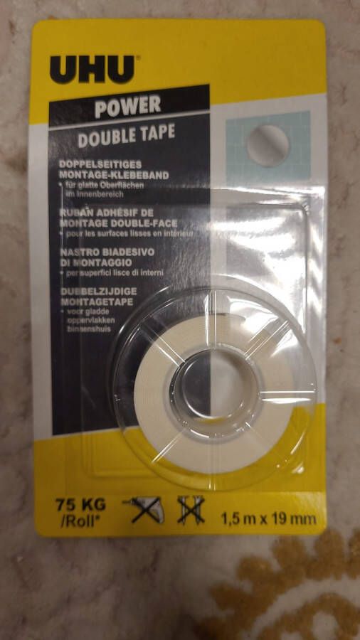 UHU power tape dubbelzijdige plakband montagetape voor gladde oppervakken binnenshuis montage zonder boren 75 kg 1 5 m x 19 mm
