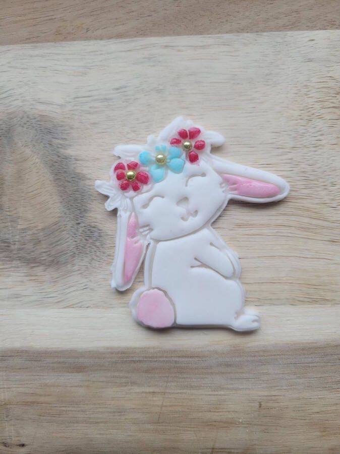 Uitstekers&Co Koekvormpjes Koekuitsteker Koekstempel Uitsteker + stempel konijn bloemenkrans