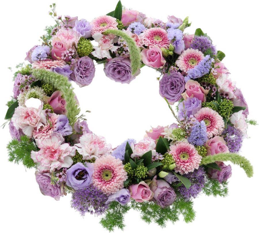 Uitvaartbloemen [Rouwstuk Krans Pastelkrans biedt troost en warmte]-[Bloemstuk] [Rouwstuk] [ ]
