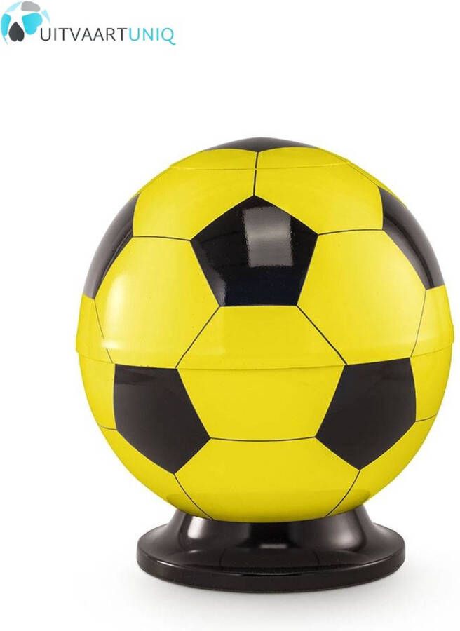 UitvaartUniq Kinder urn voetbal geel en zwart messing