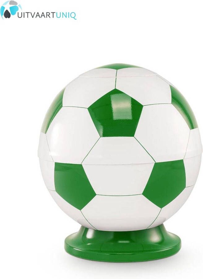 UitvaartUniq Kinder urn voetbal wit en groen messing