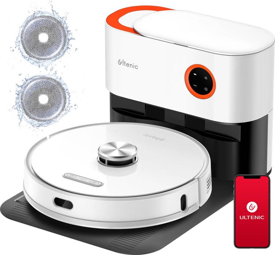 Ultenic T10 Pro robotstofzuiger 4000pa auto-zuigstation roterende dweil lidar-navigatie in kaart brengen 200min autonomie connected app en Alexa tapijtdetectie